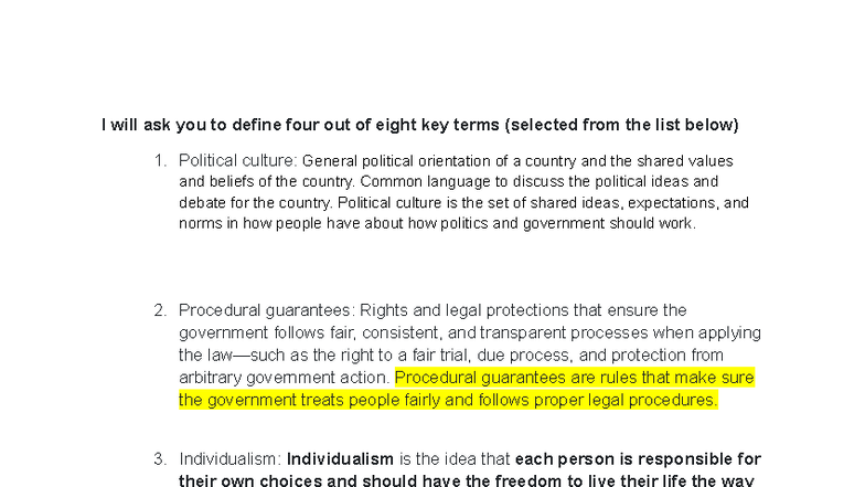 Poli 101 Final Exam Study Guide: Key Terms & Concepts - Studocu