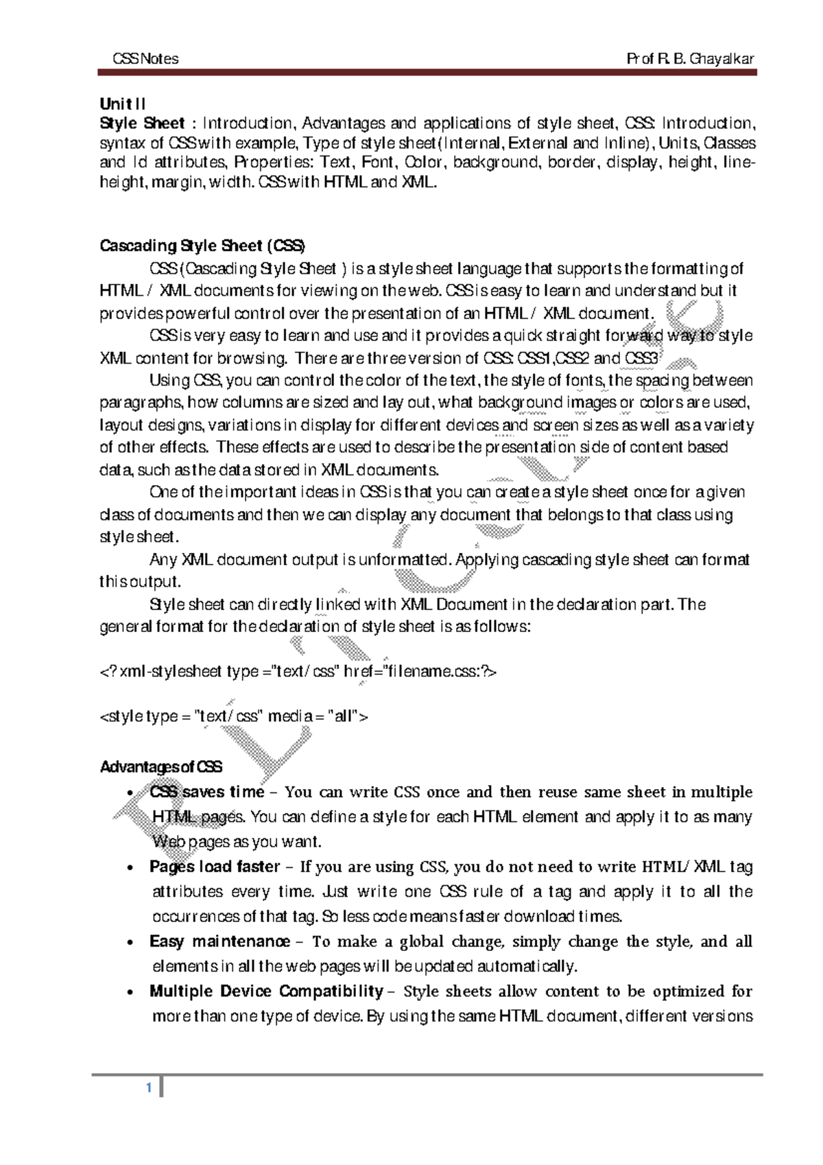 CSS Notes: Unit II - Understanding Stylesheets, Properties, and Syntax ...