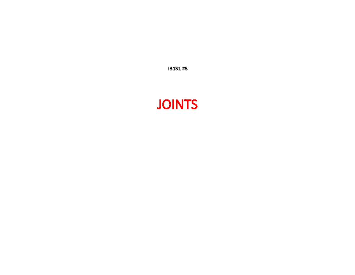 IB131: Structural and Functional Classification of Joints - Studocu