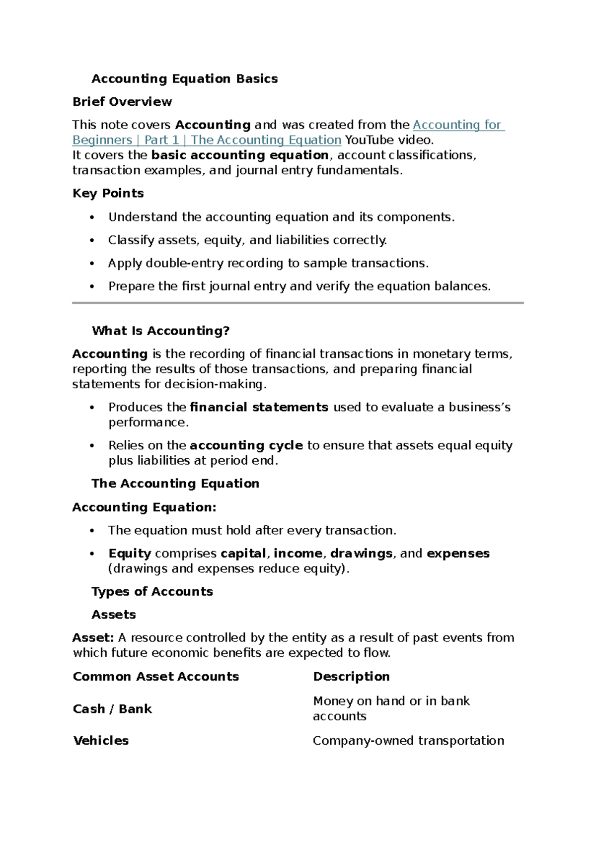 Accounting 101: Understanding the Accounting Equation Basics - Studocu