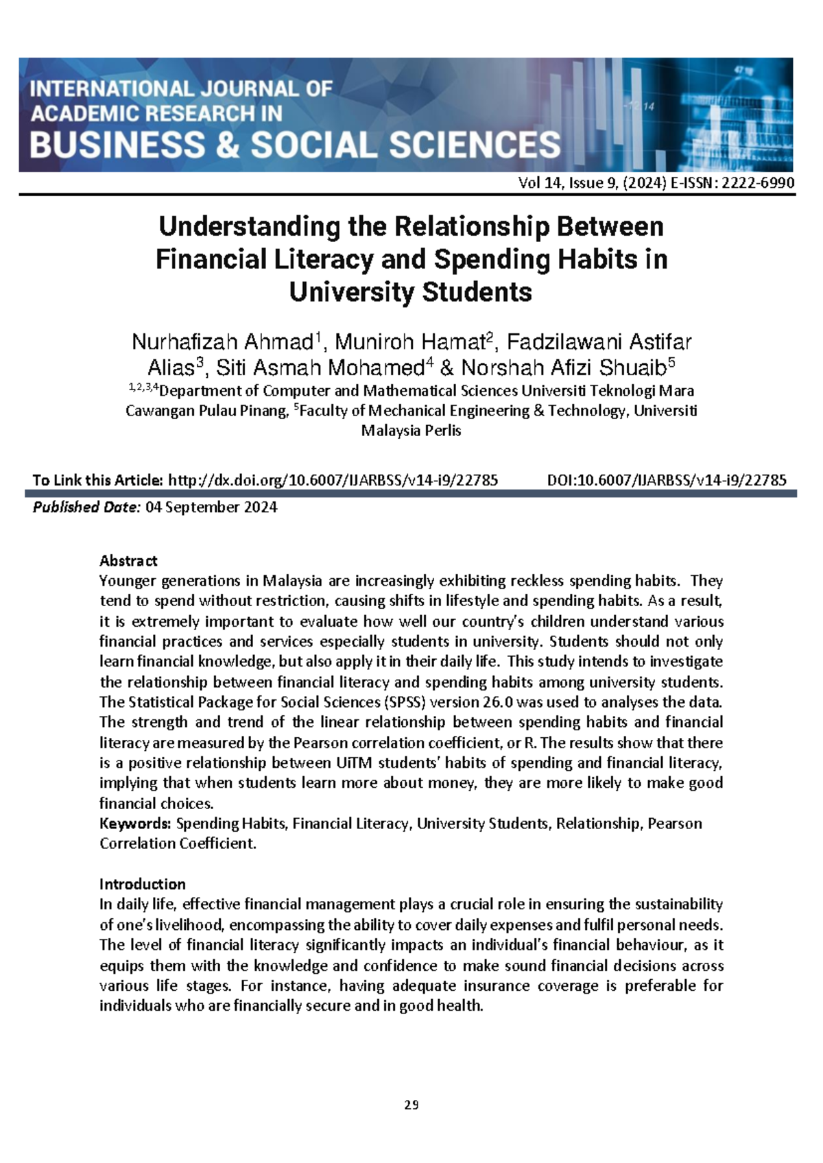 Examining Financial Literacy and Spending Habits Among University ...