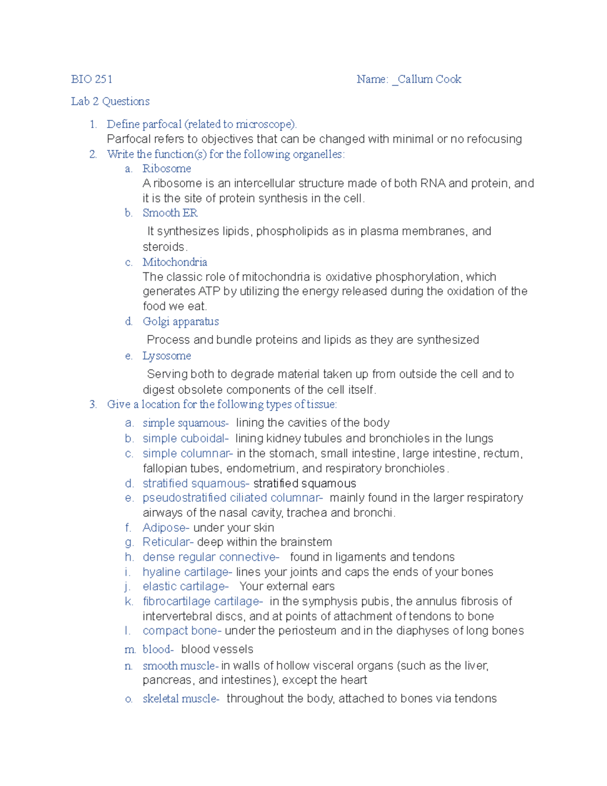 BIO 251 Lab 2 Questions and Answers - Spring 2023 - Studocu