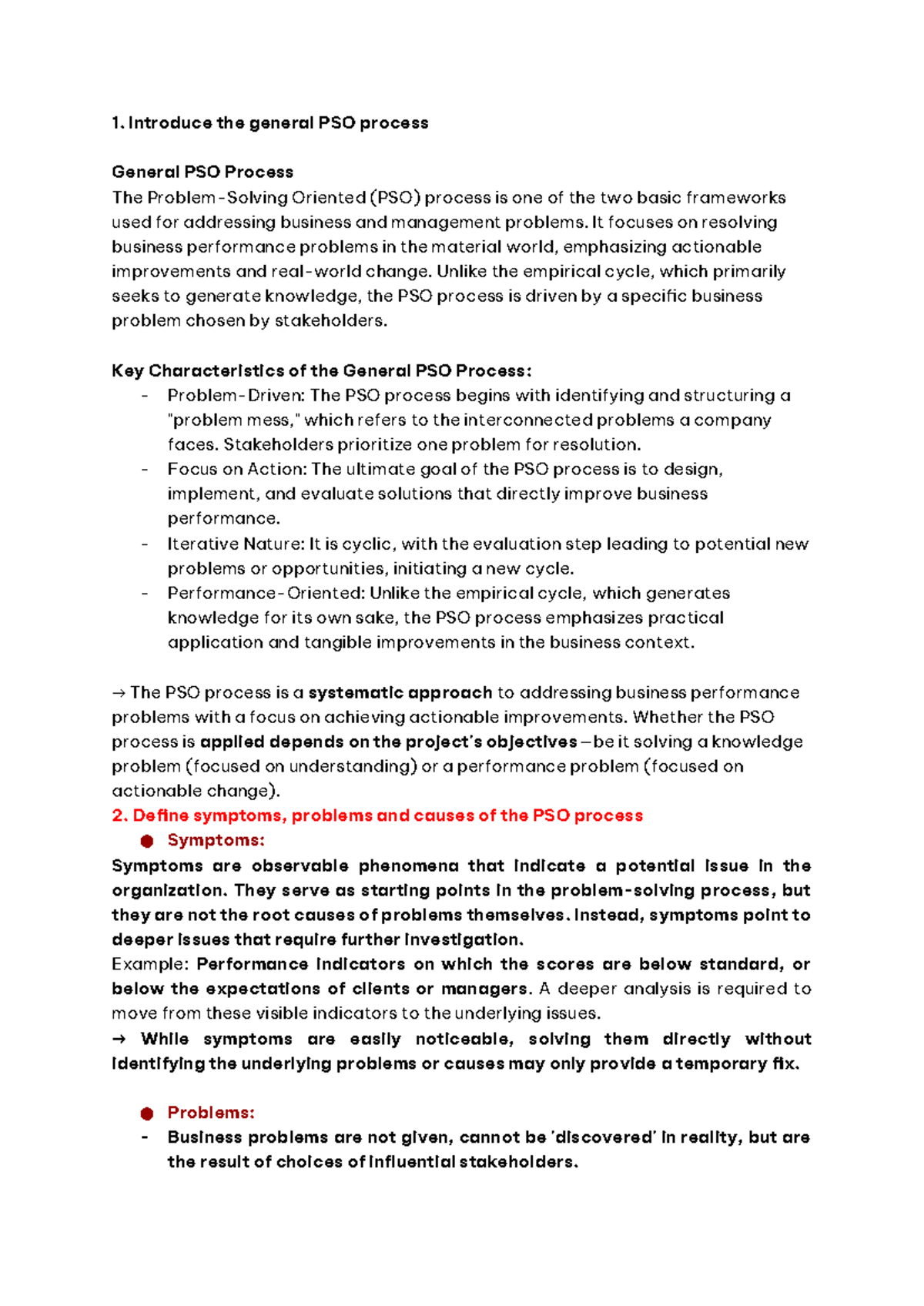 General PSO Process Overview and Problem Definition Techniques - Studocu