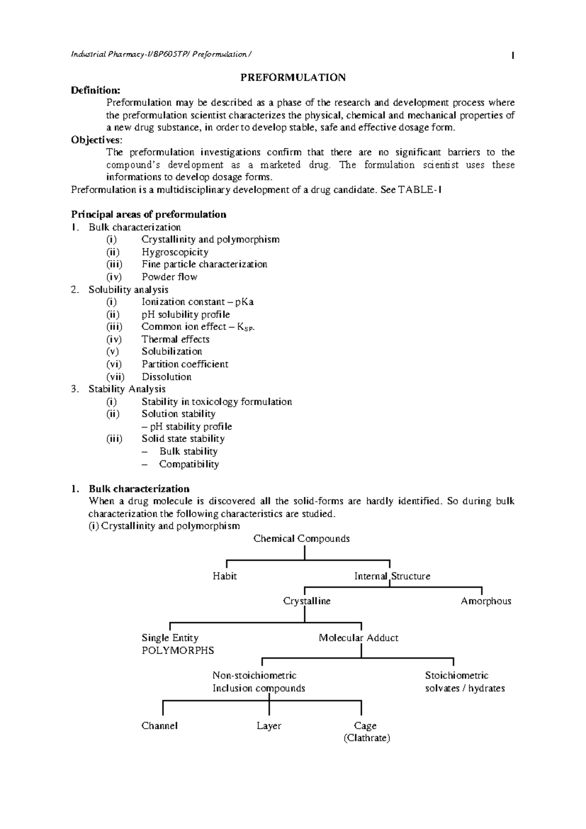 UNIT-I ( Preformulation ) - PREFORMULATION Definition: Preformulation ...