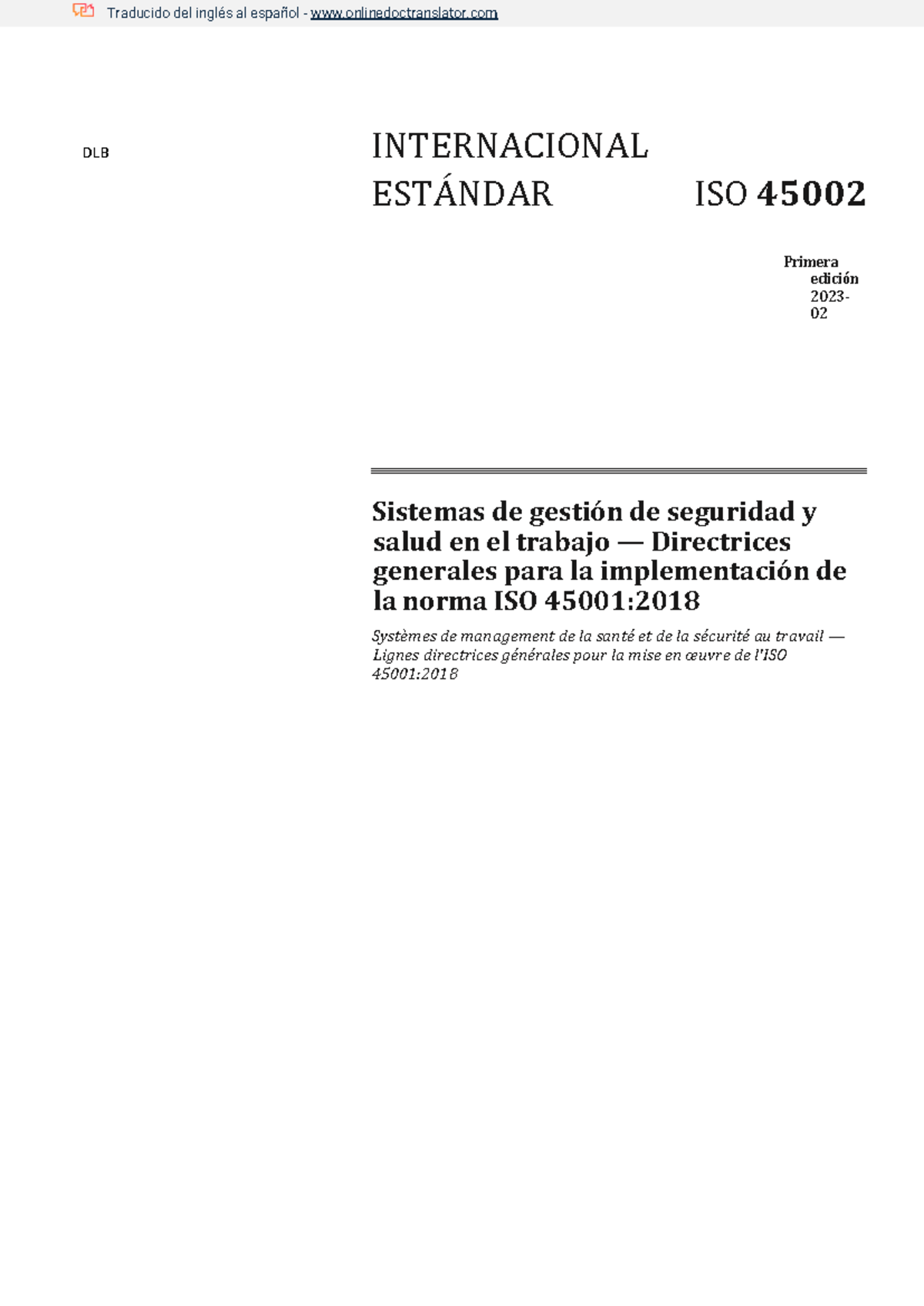 Guía ISO 45002:2023 para Implementar la Normativa ISO 45001 - Document Preview
