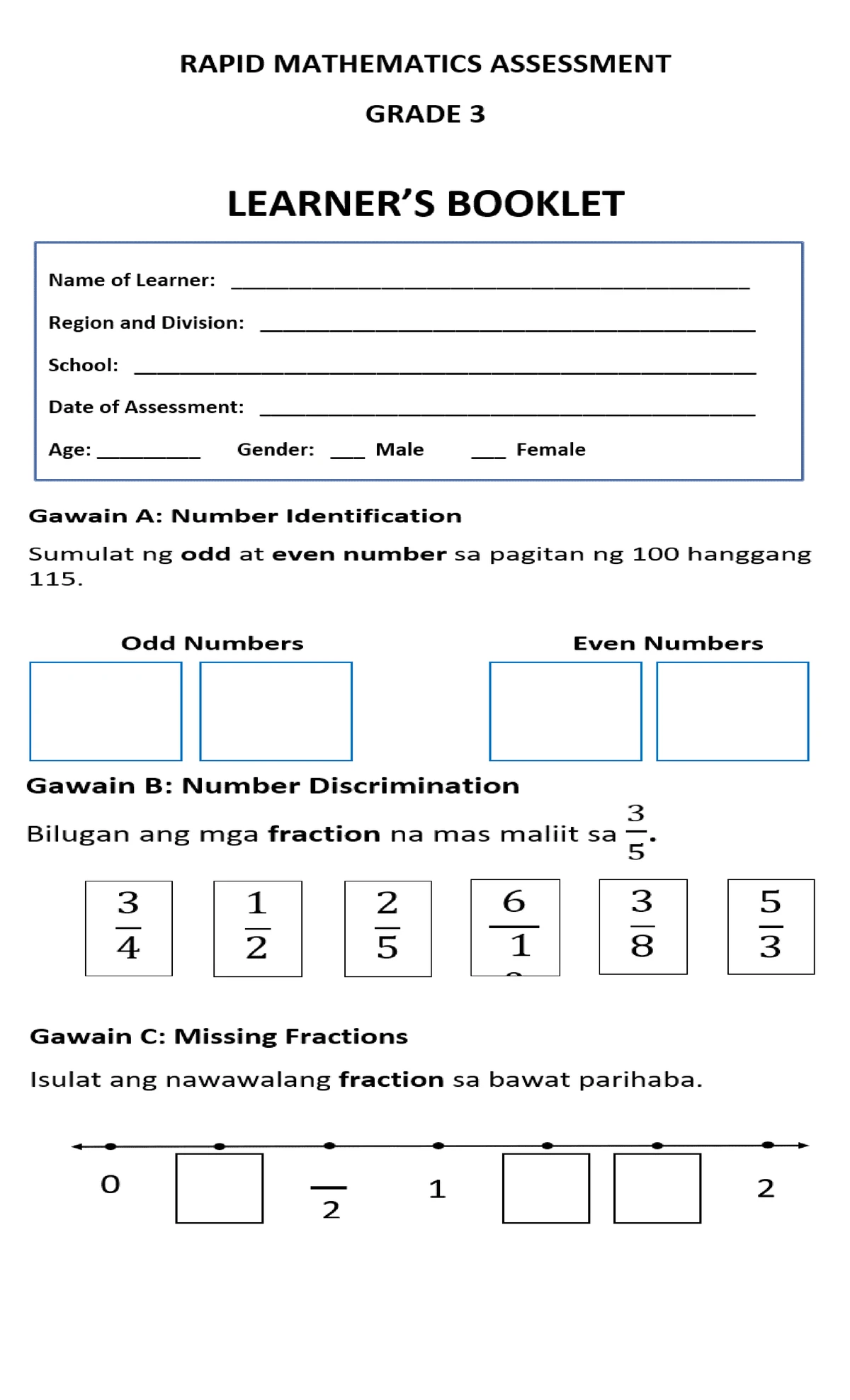 RMA-TEST - Grade 3 Mathematics Assessment Activities - Studocu