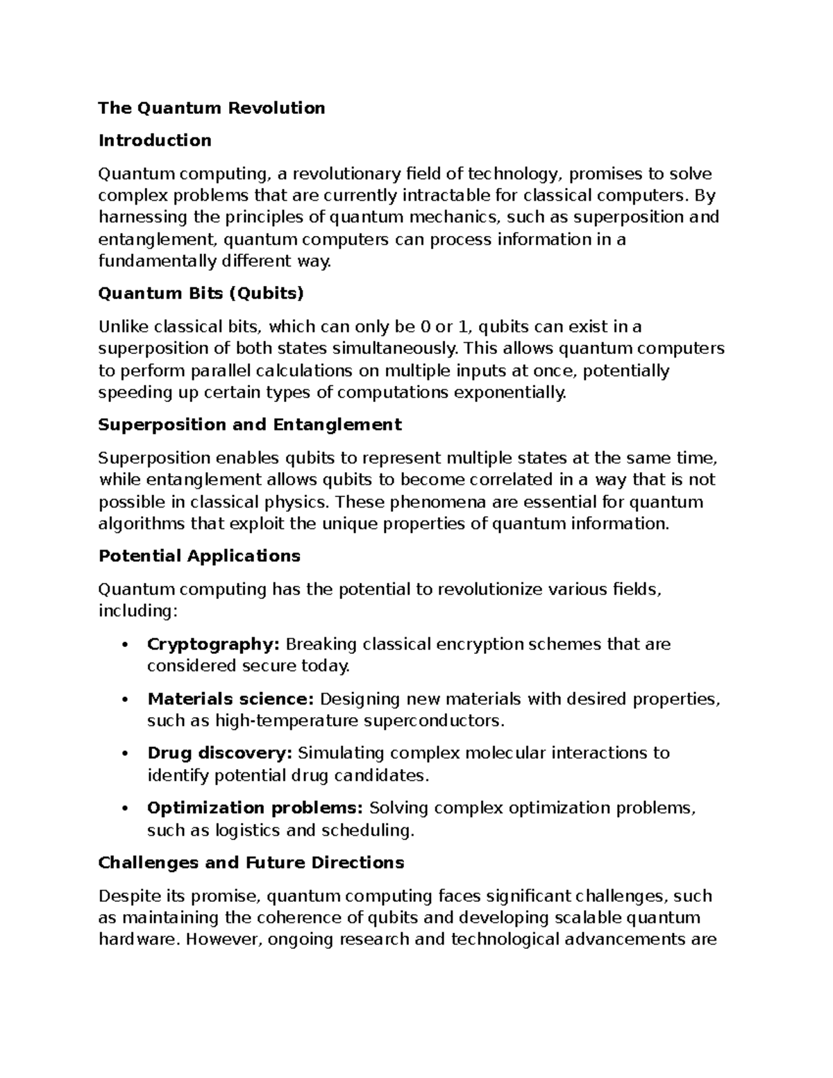 Note EE1331 - Lecture Notes on Quantum Computing - Unit 6 Essentials ...