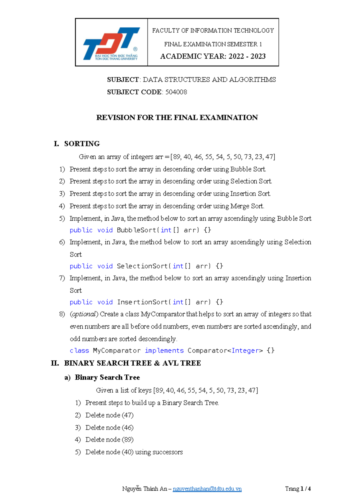 2223 HK1 On Tap CK 1 - .... - FINAL EXAMINATION SEMESTER 1 ACADEMIC ...