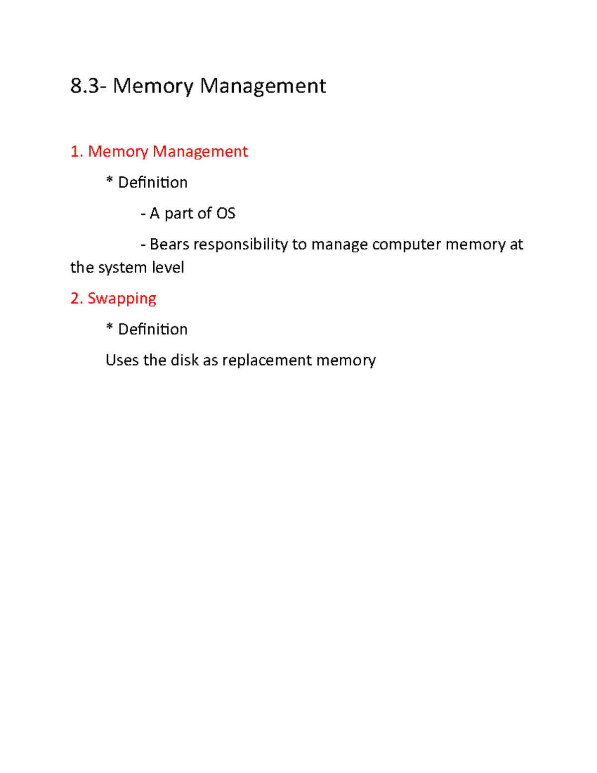 Operation System 3 - 1231231231312312312312213 - 8- Memory Management ...