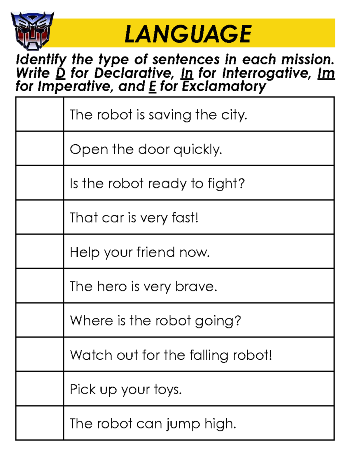 LANGUAGE & MATH Activities for Kids: Sentence Types & Problem Solving ...