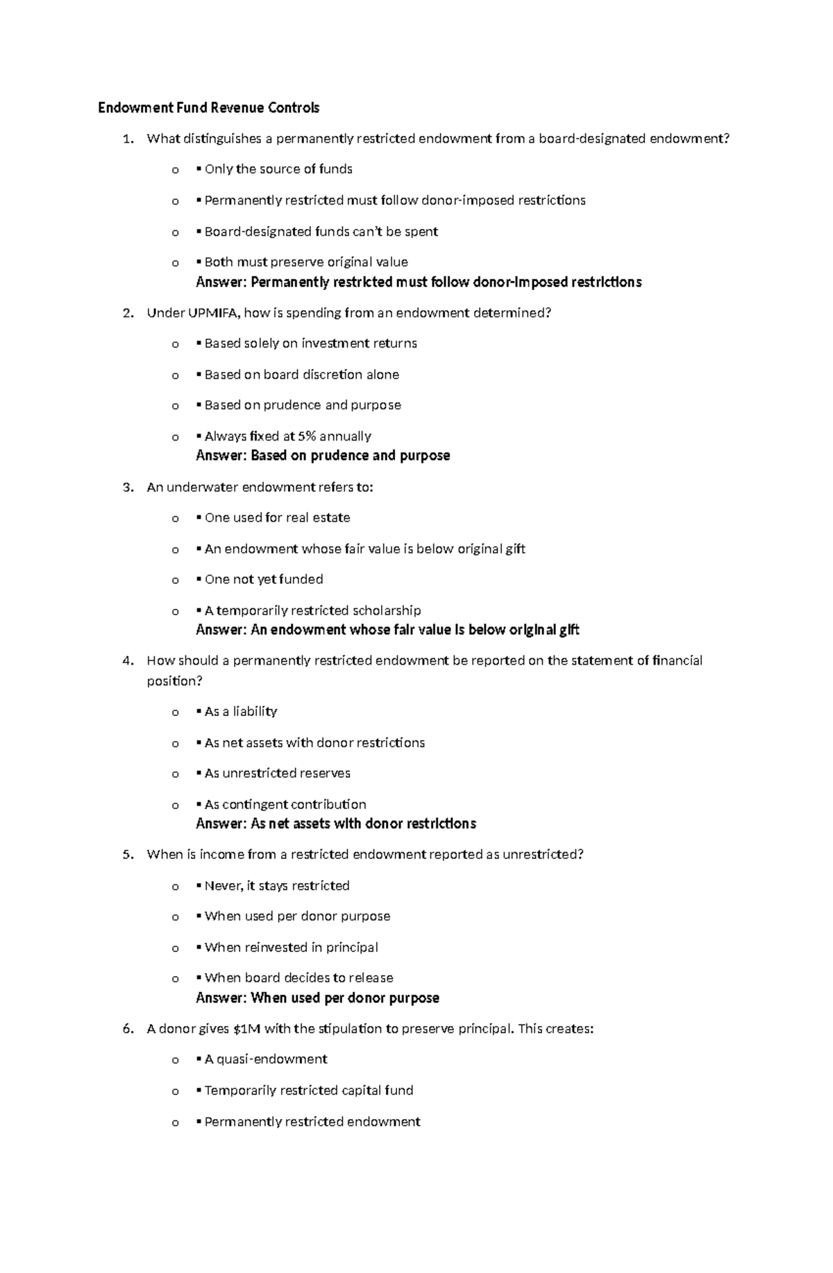 Endowment Fund Revenue Controls - What distinguishes a permanently ...