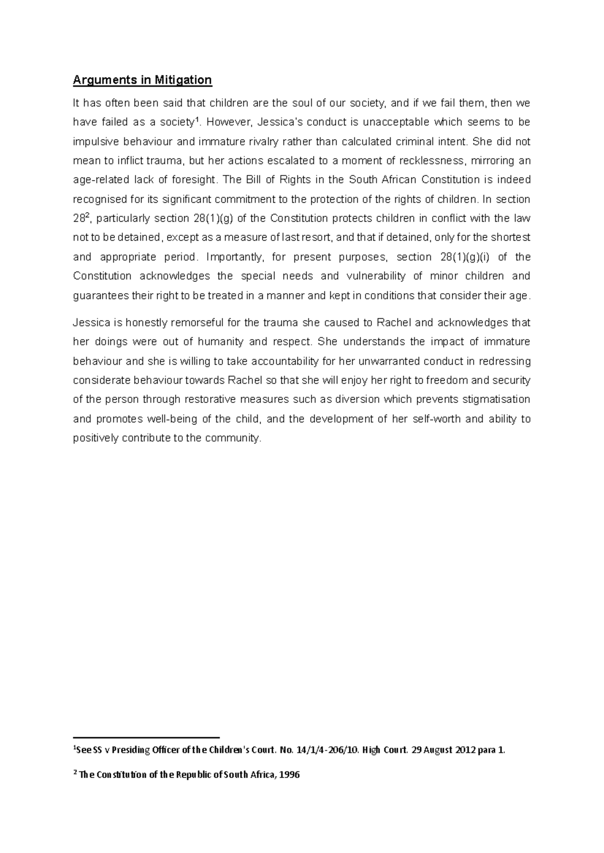Mitigation Arguments in Child Law: A Case Study Analysis - Studocu