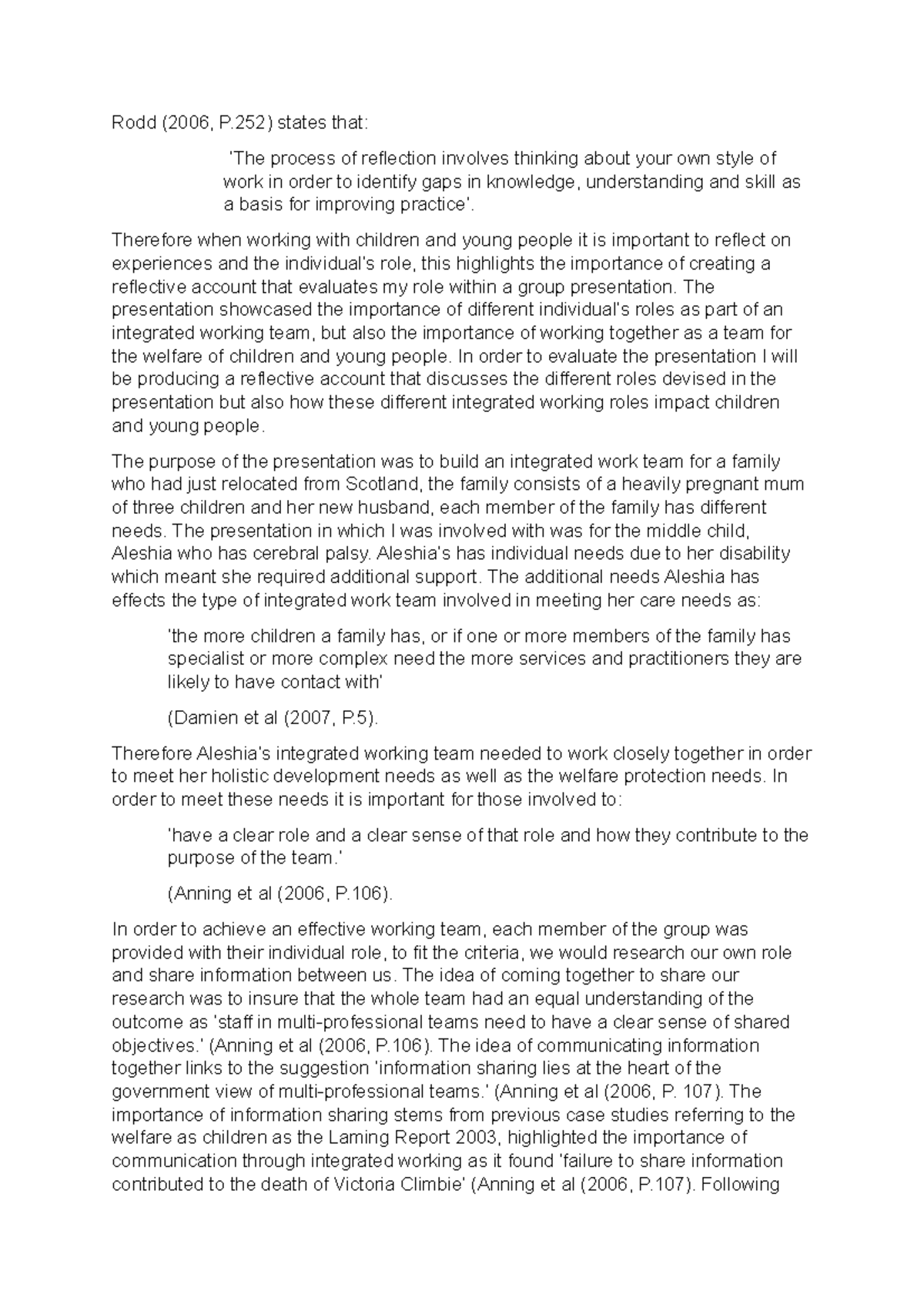 Lo2 - Reflective Essay on Multi-Agency Teamwork & Case Study Analysis ...