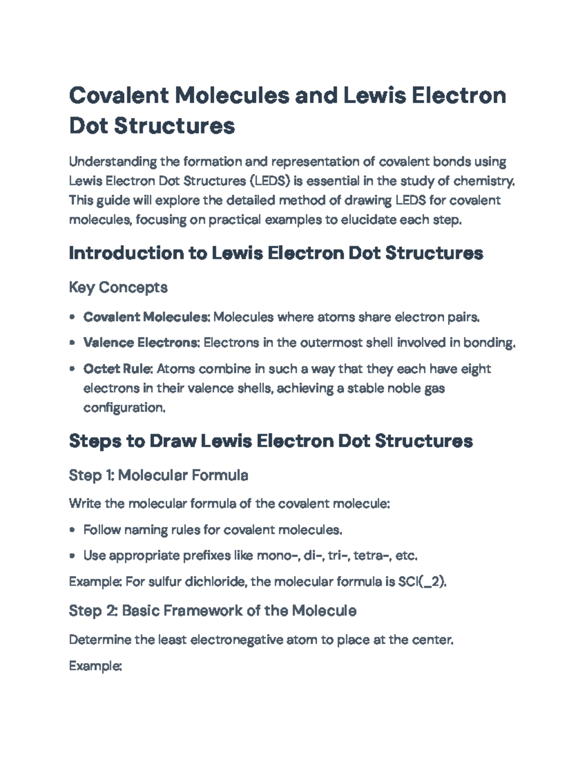 Covalent Molecules: Guide to Lewis Electron Dot Structures - Covalent ...