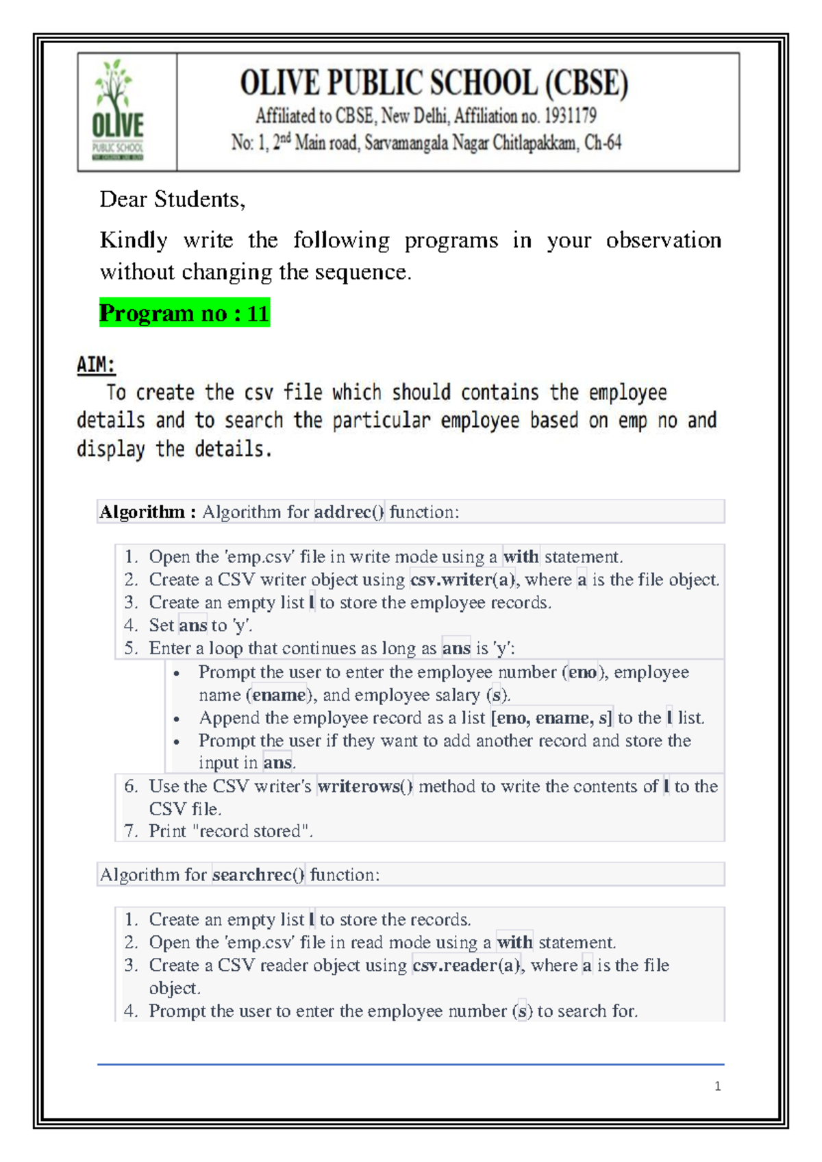 Practical File for Python Programming Ex 11-15 - Studocu