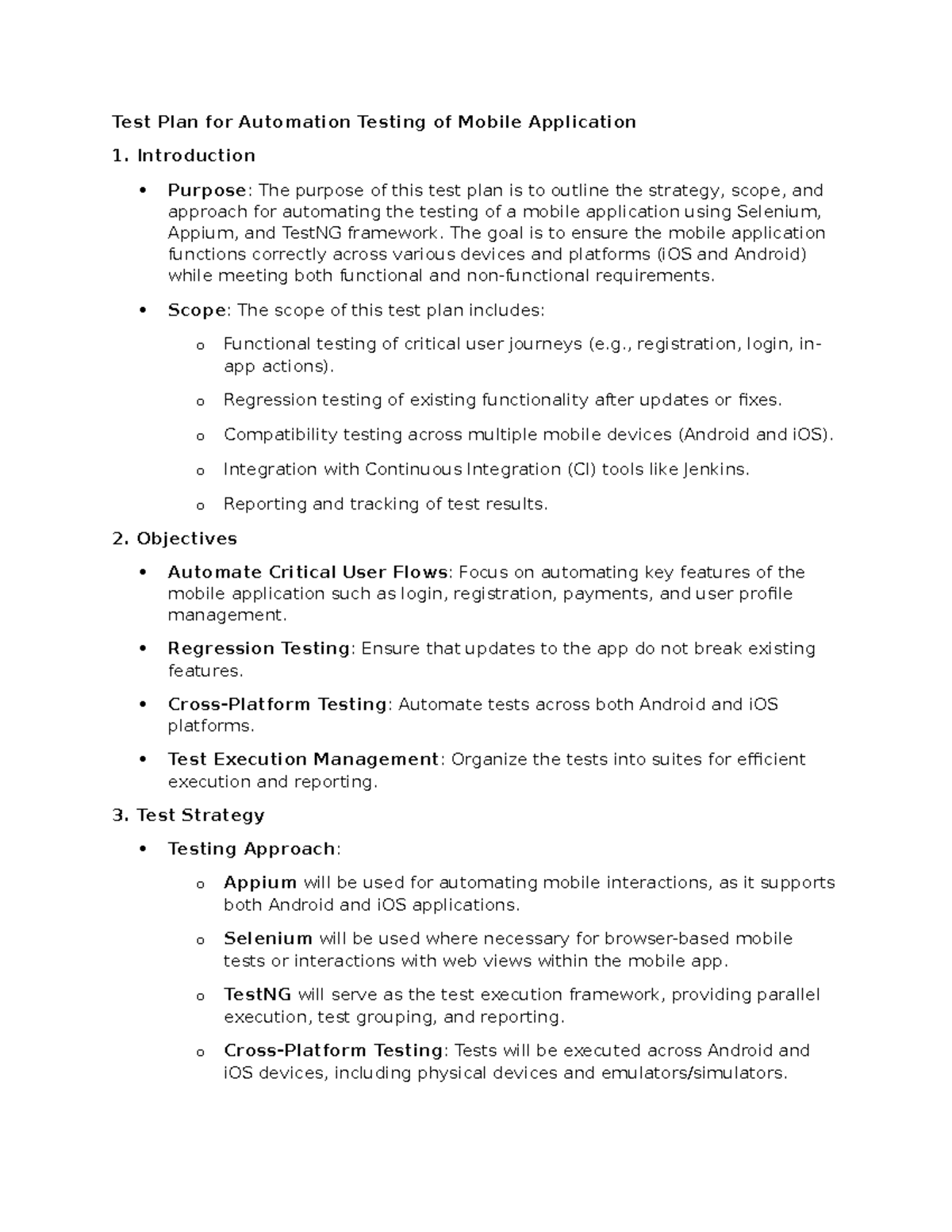 Test Plan for Automation Testing of Mobile App Using Selenium & Appium ...