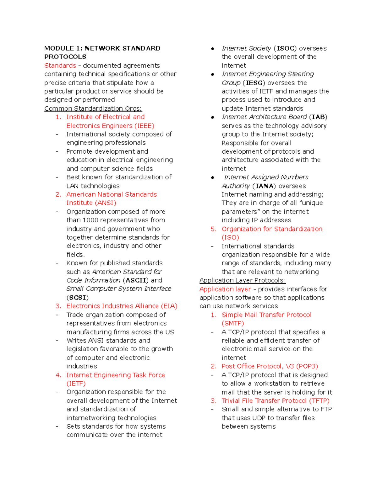 Net Tech Midterm Reviewer - MODULE 1: NETWORK STANDARD PROTOCOLS ...