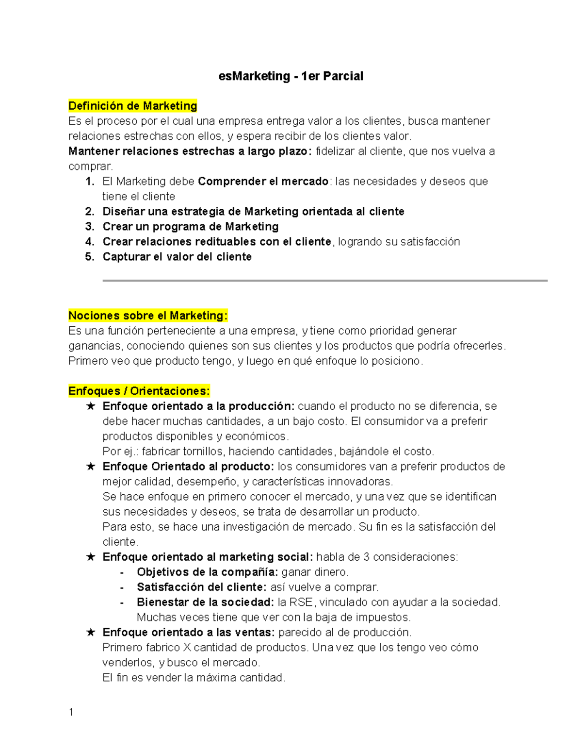 Marketing - 1er Parcial: Definición y Estrategias Clave - Studocu