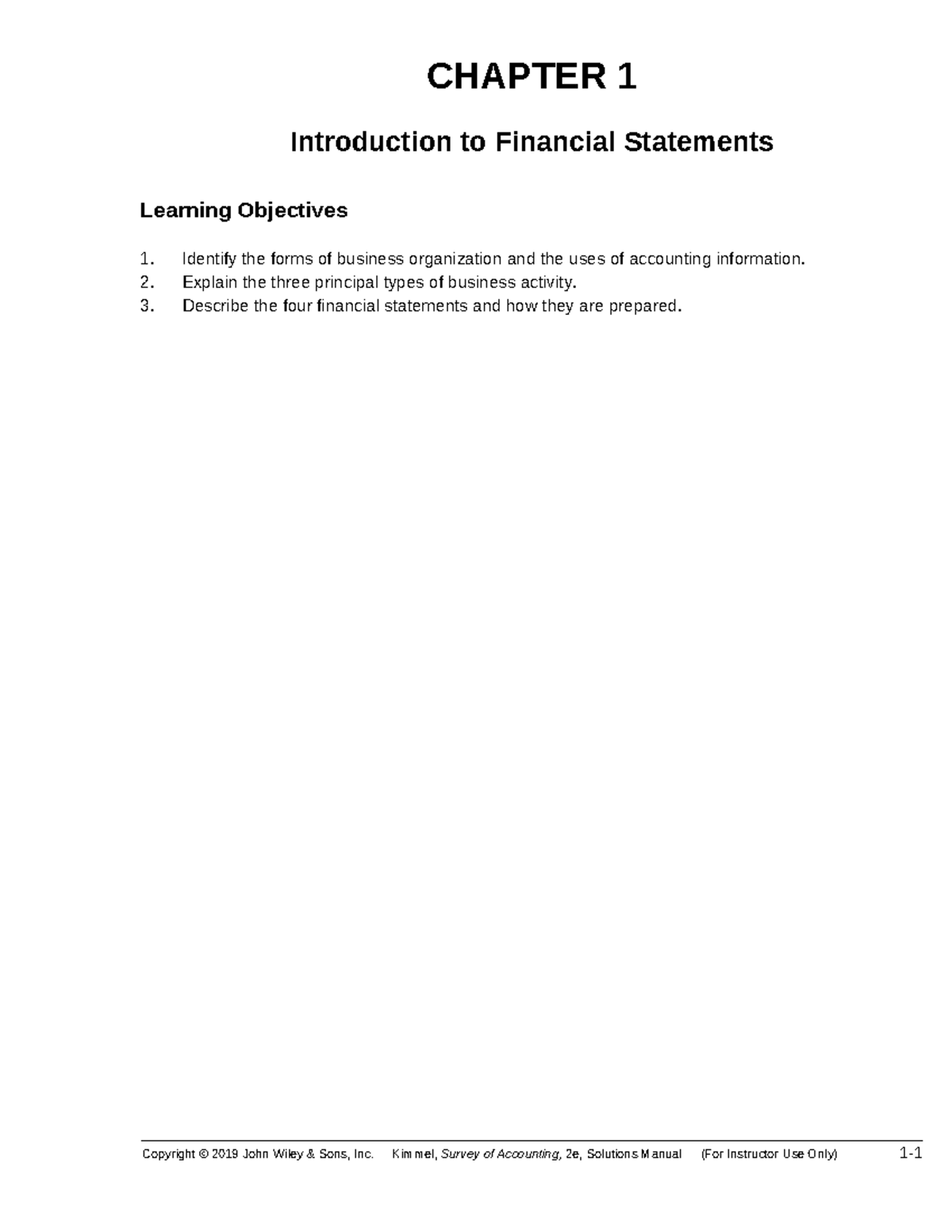 Kimmel SOA 2e CH01 SM - chapter 1 - CHAPTER 1 Introduction to Financial ...