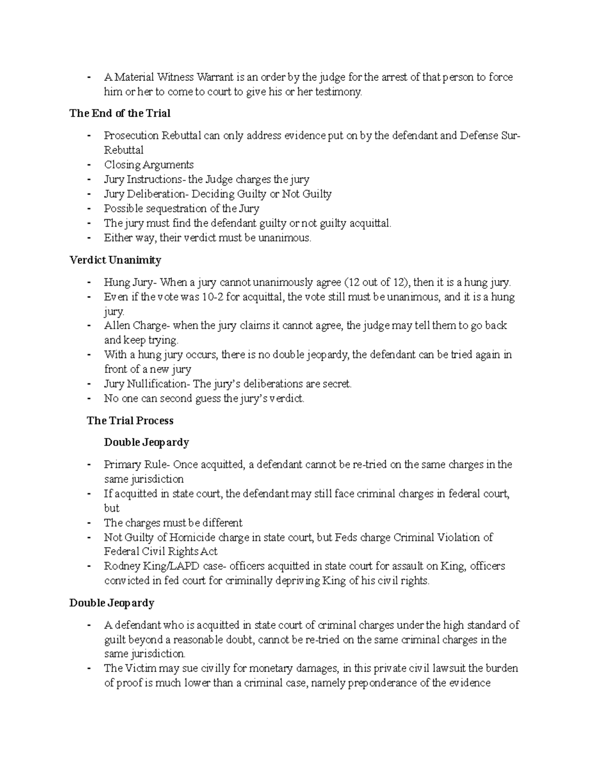 CRJ CHPT 10 Notes 9 - INTRO TO CRIMINAL JUSTICE TEACHER: MARTIN ...