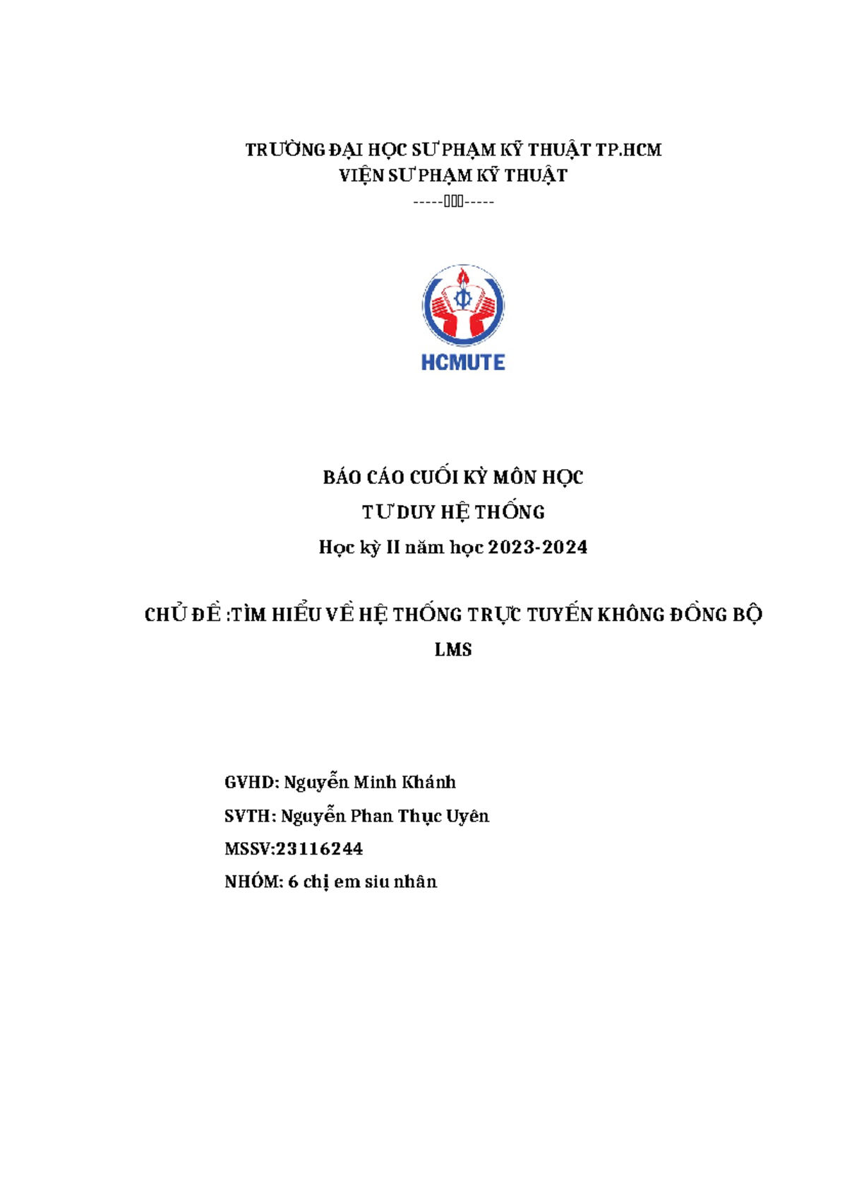 6 chị em siêu nhân-23116244-Nguyễn Phan Thục Uyên-Baocaocuoiky TDHT ...