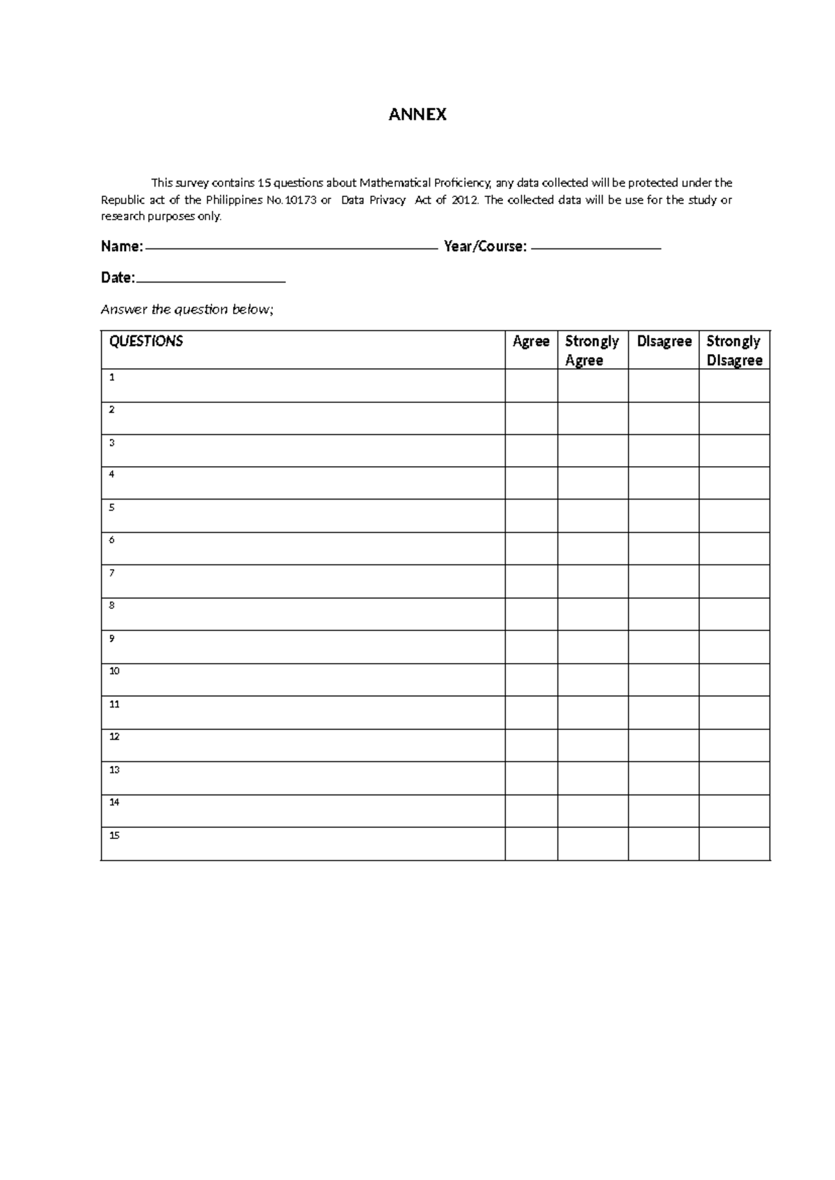 Annex table of dangerous d - Legal Medicine - ANNEX This survey ...