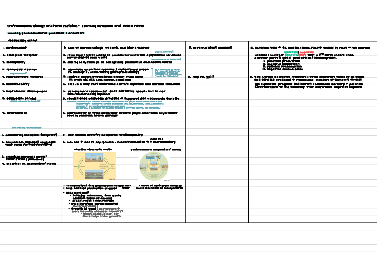 Lecture 2 (Valuing Environmental Processes) Notes - environmental ...