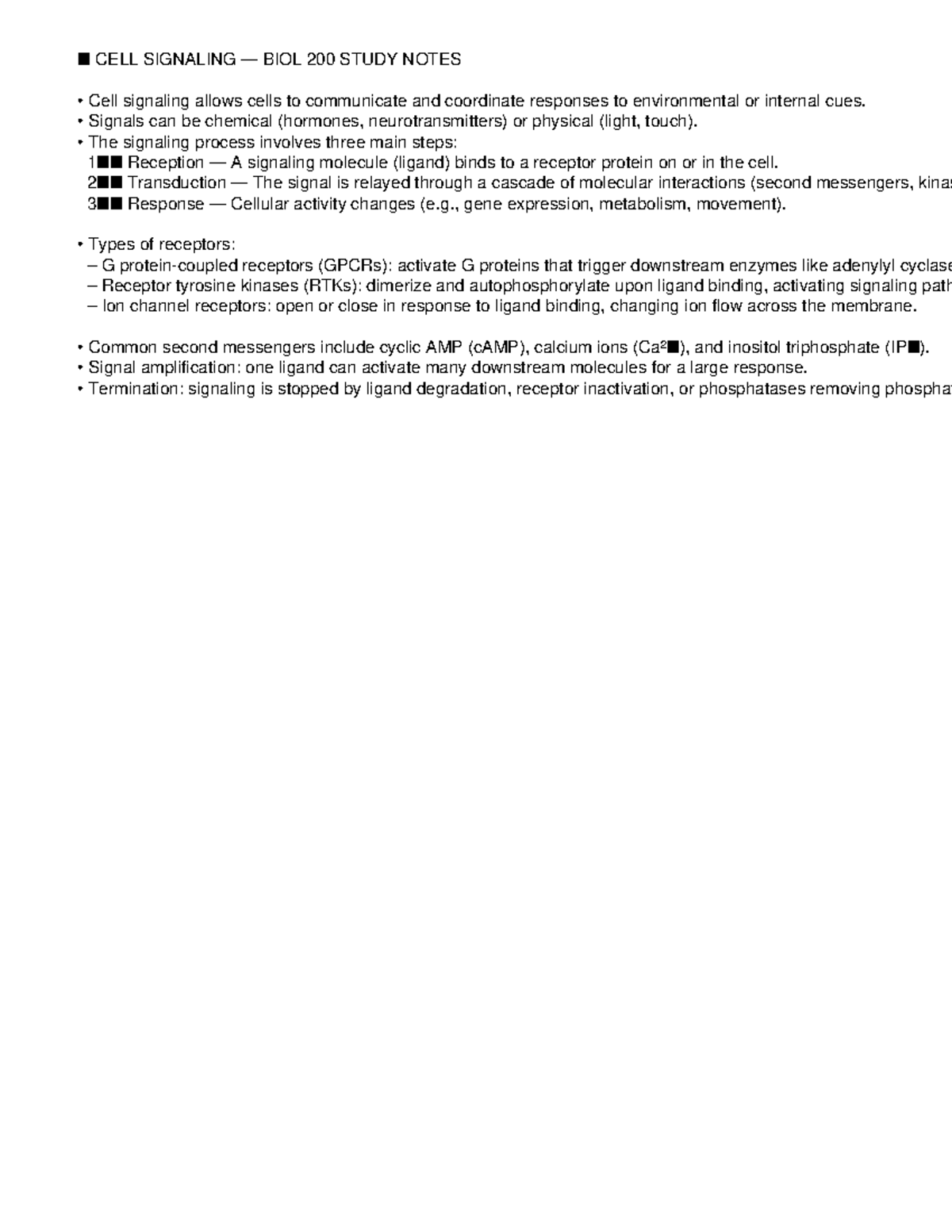 CELL SIGNALING BIOL 200 STUDY NOTES: Key Concepts and Mechanisms - Studocu