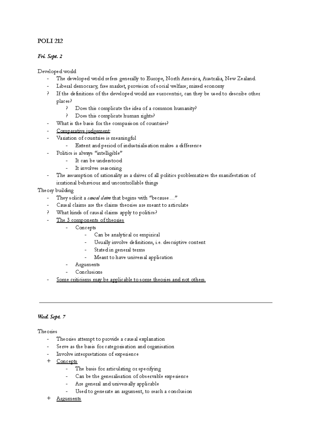 POLI 212 - Lecture Notes on Political Theories and State Functions ...