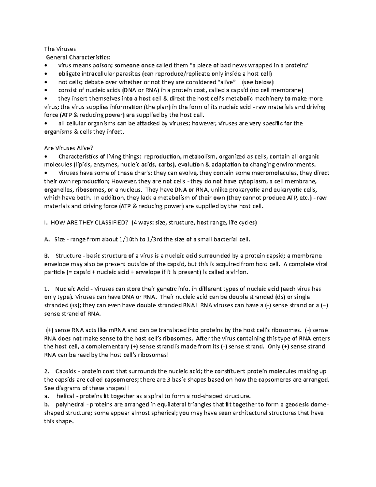 Virus and Fungus lecture note - The Viruses General Characteristics ...