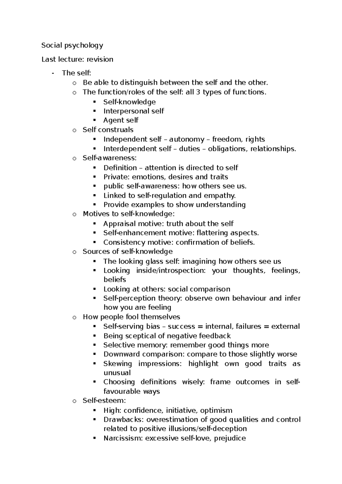 Social Psychology Revision: Key Concepts and Theories - Studocu