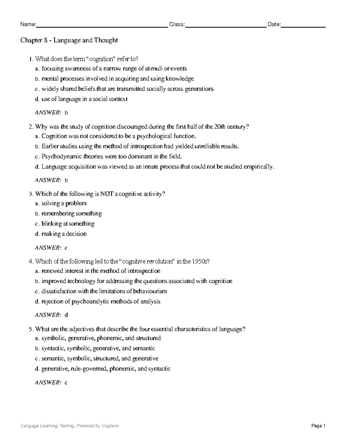 Chapter 8 Review: Language and Thought (PSY 101) - Studocu