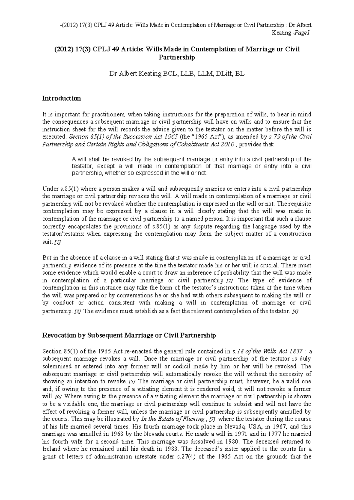 17(3) CPLJ 49: Wills in Contemplation of Marriage - Dr. Albert Keating ...