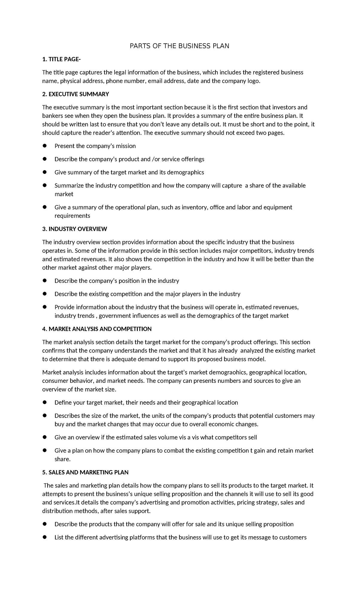 Business Plan Components Overview: Key Sections Explained - Studocu