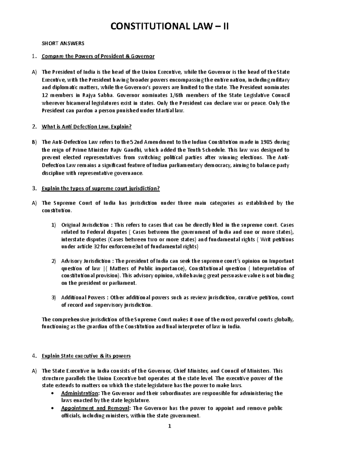 Constitutional Law II: Key Concepts and Jurisdictions Explained - Studocu