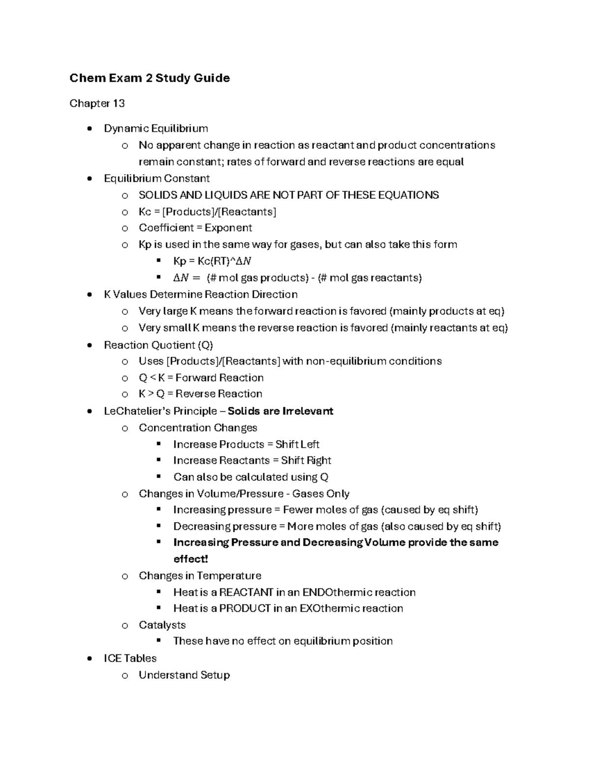 Chem 2 Exam Study Guide: Equilibrium & Acid-Base Principles - Studocu
