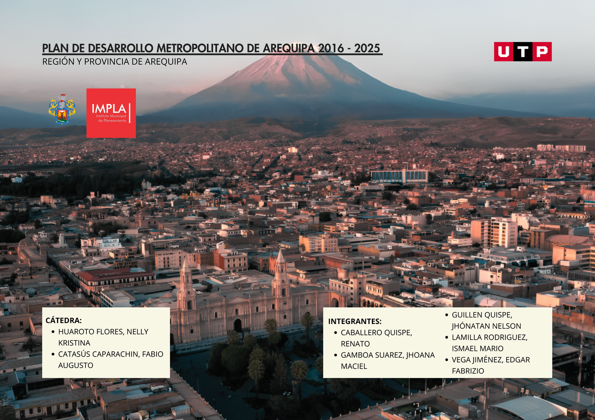 Plan de Desarrollo Metropolitano de Arequipa 2016-2025: Análisis y Propuestas - Document Preview