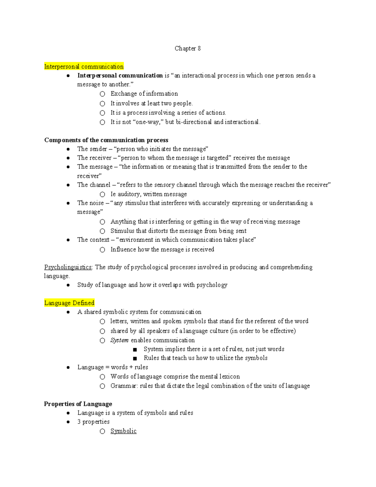 Lecture #5: Chapter 8 - Interpersonal Communication Insights - Studocu