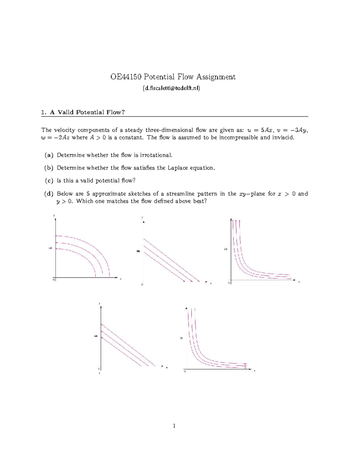 OE44150 Potential Flow Assignment 2: Analysis and Calculations ...
