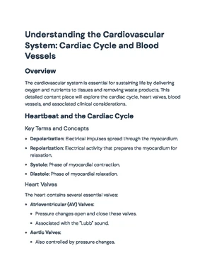 Cardiovascular System - Study Notes & Assignments - Studocu