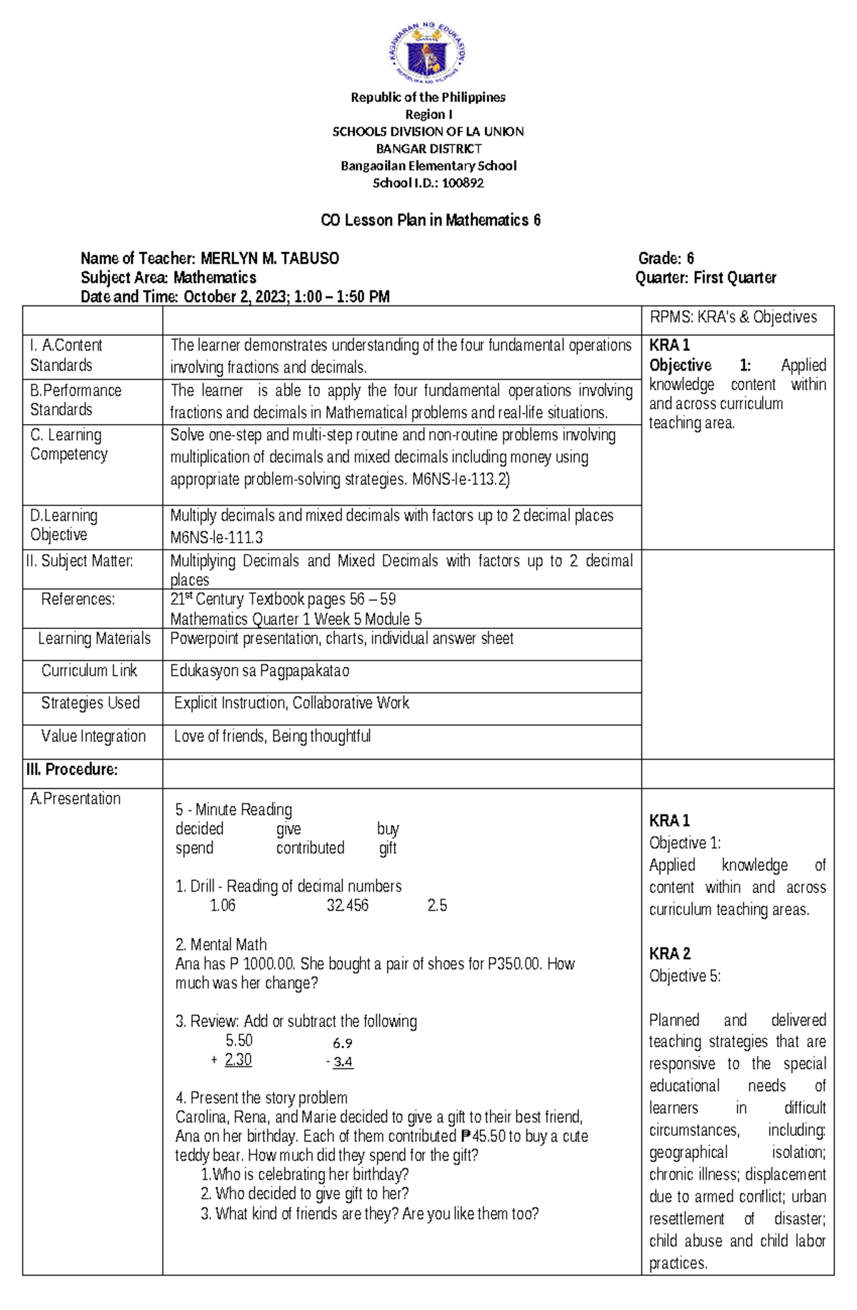 COT demo plan explicit math 6 corrected.docx new - Republic of the ...