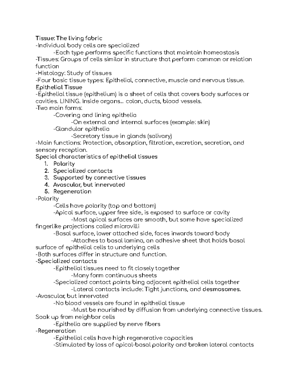 Chapter 4 Tissues A&P - Tissue: The living fabric -Individual body ...