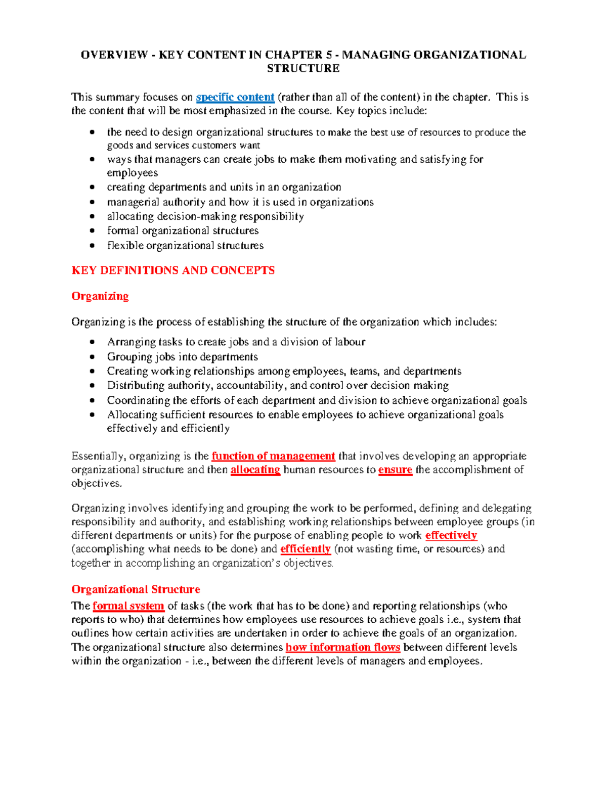 Chapter.5.Managing.Organizational.Structure - STRUCTURE This summary ...