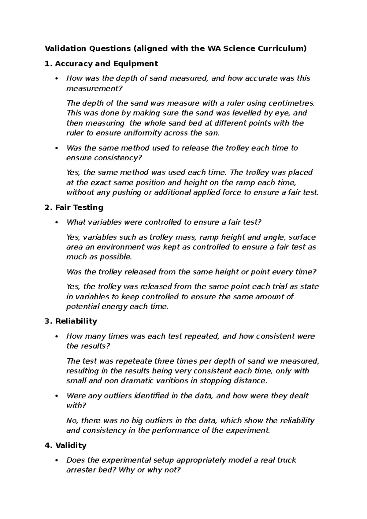 Physics Validation Notes: WA Science Curriculum Insights - Studocu