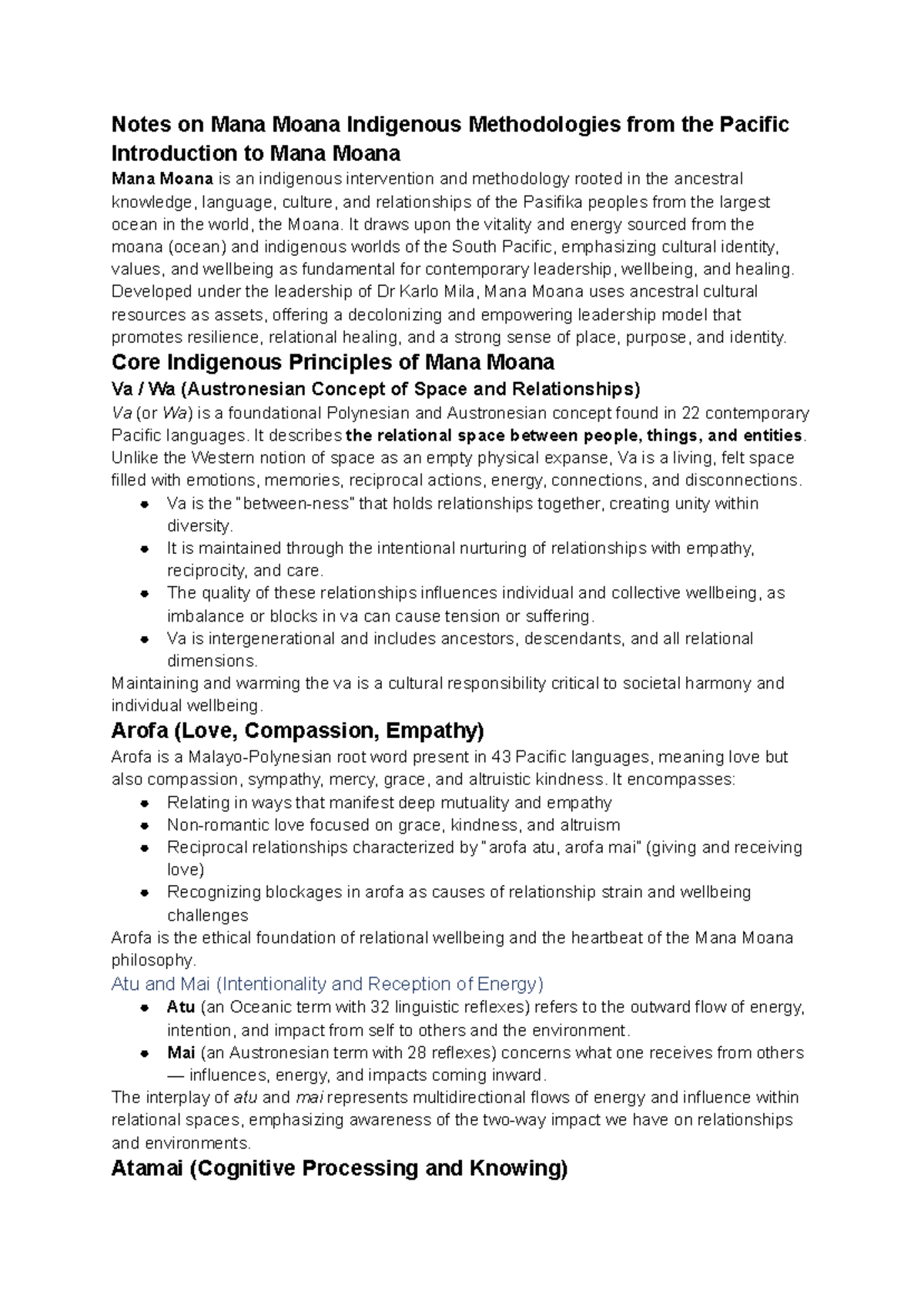 Psych 208 M1 L6: Summary of Mana Moana Indigenous Methodologies - Studocu