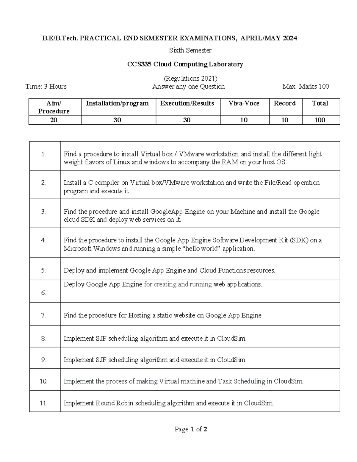 CS335 Practical End Semester Exam - Cloud Computing Lab 2024 - Studocu