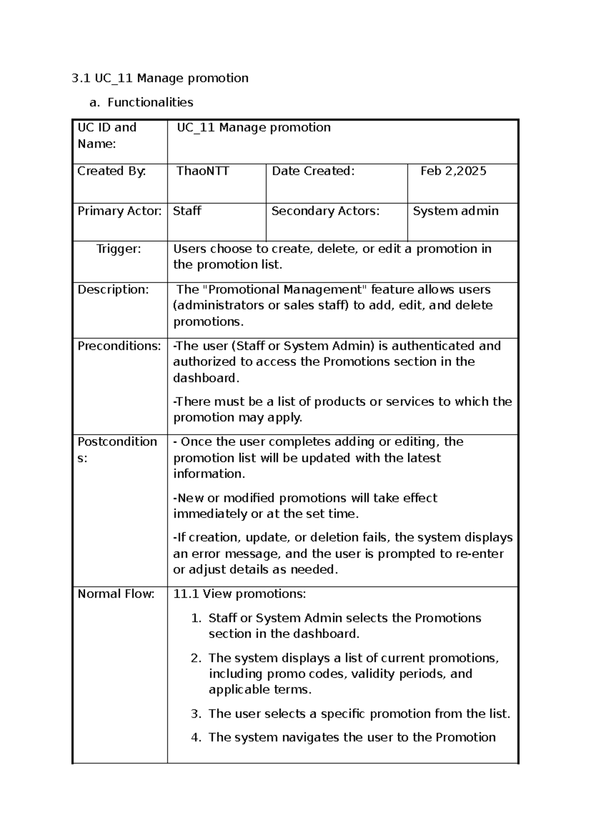 Staff manage(crud) - hhhh - 3 UC_11 Manage promotion a. Functionalities ...