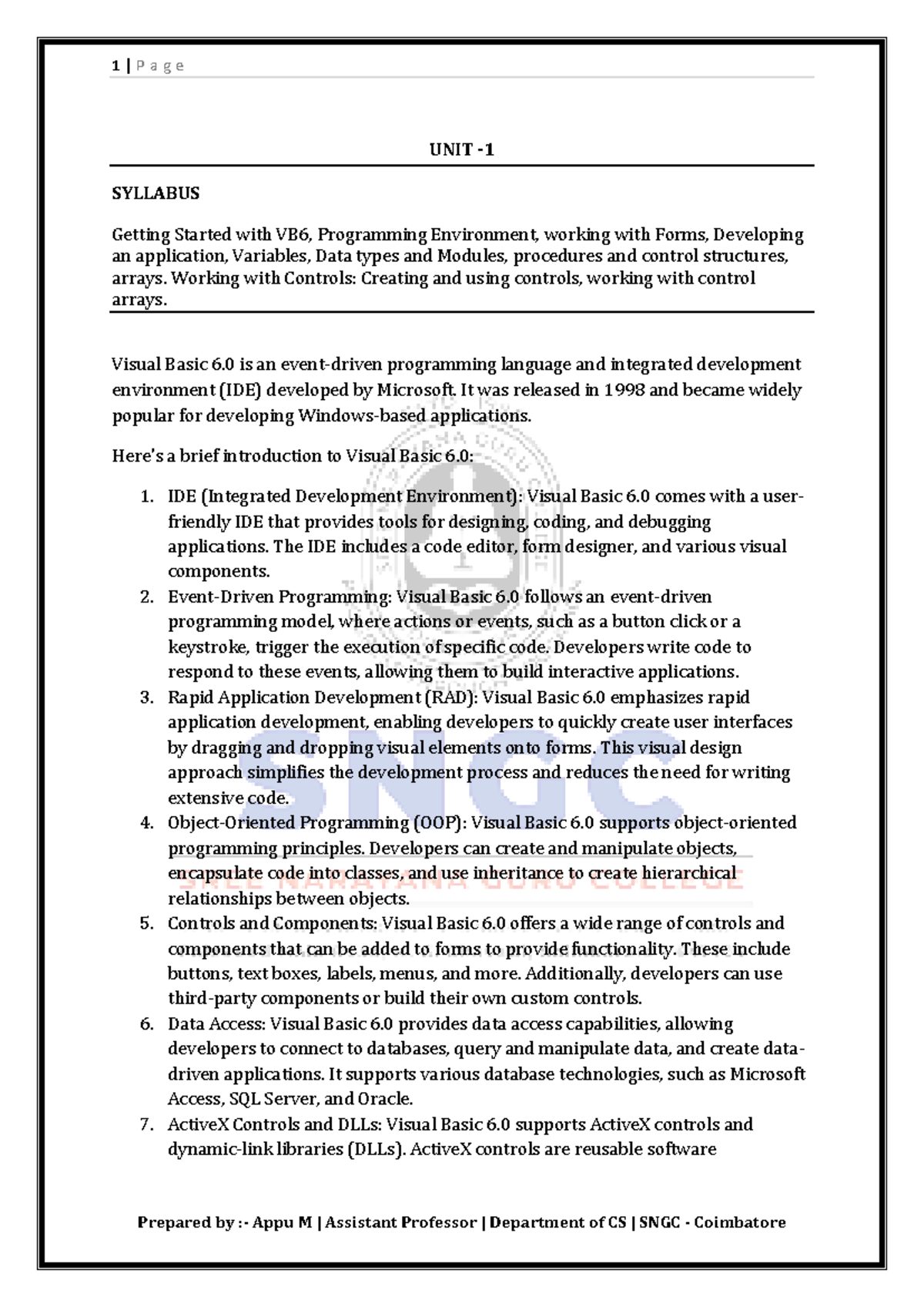 VB6 UNIT 1: Intro to Programming, Control Structures & Data Types Notes ...