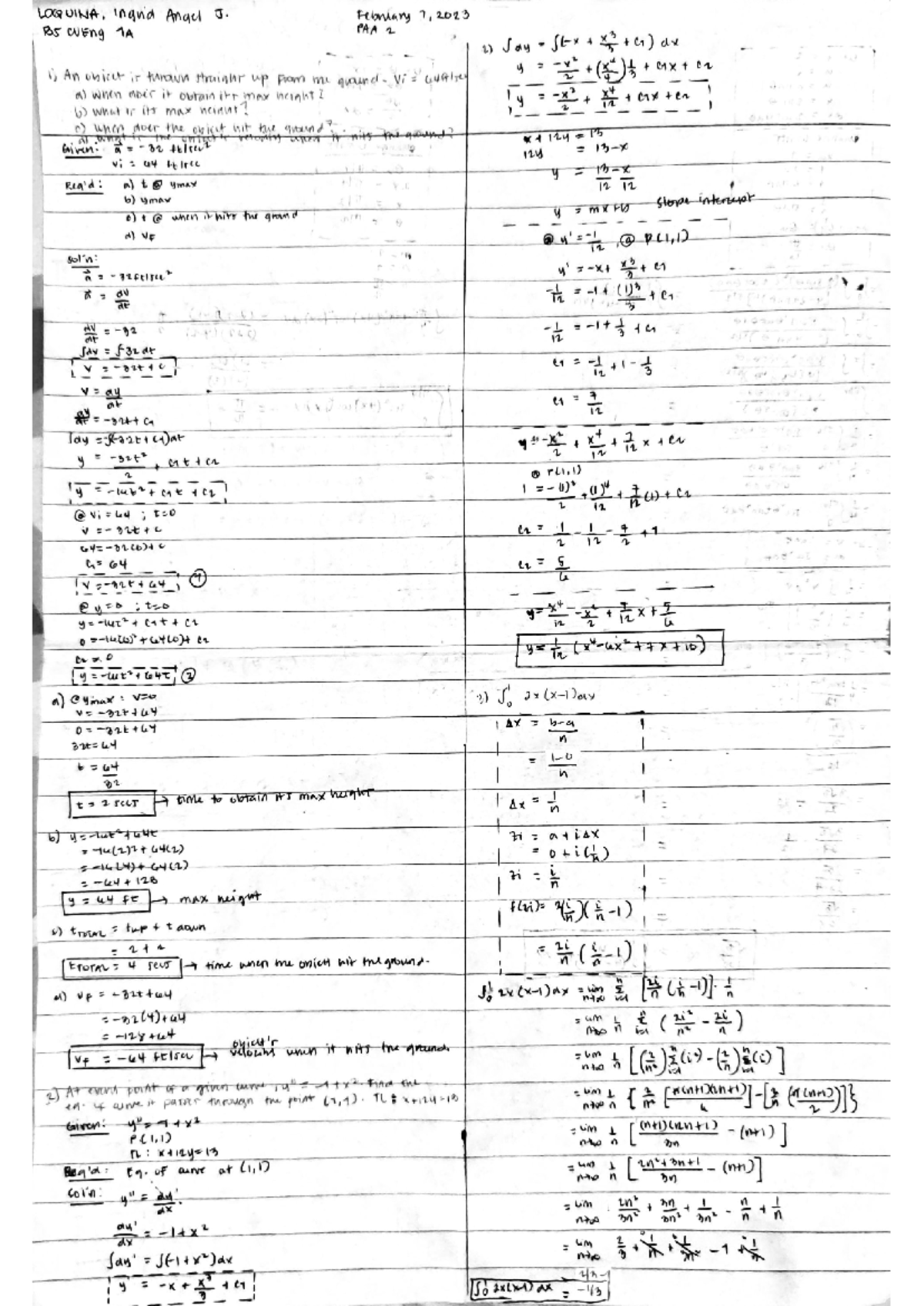 ESM 1031 PAA3 Practice - Math 221 E Integral Calculus - Studocu