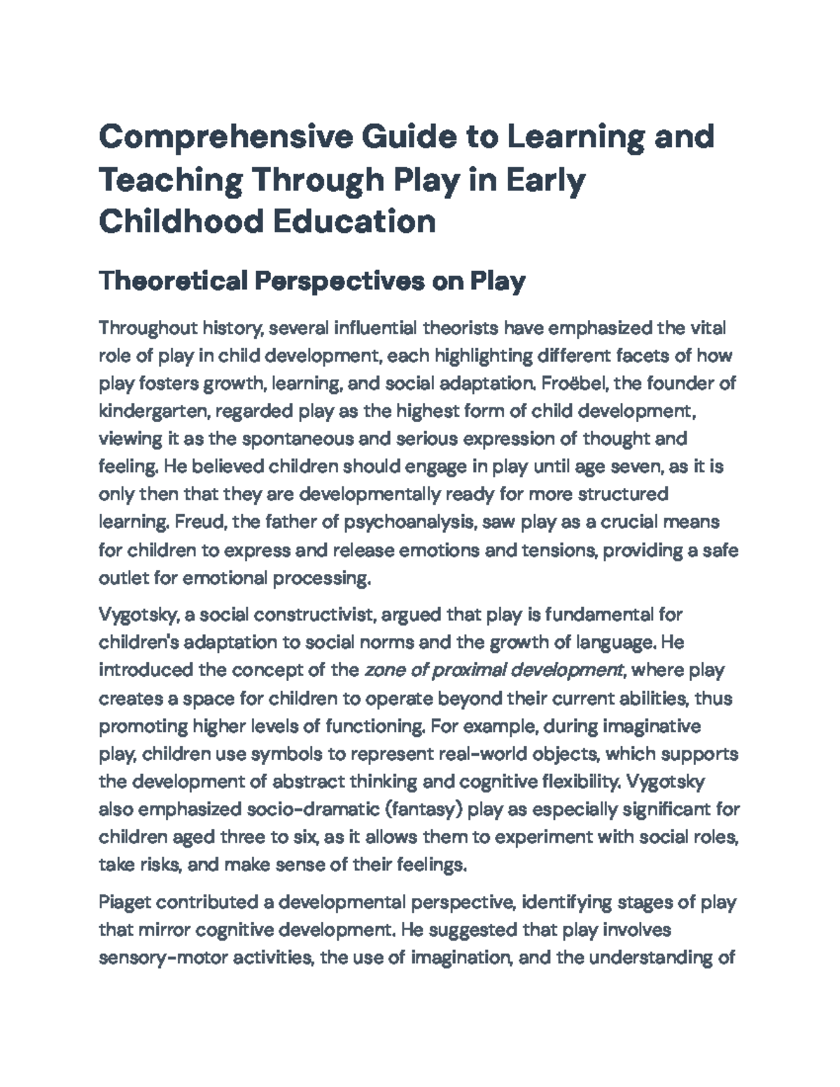 Comprehensive Guide on Play Theories and Practices in Early Childhood ...